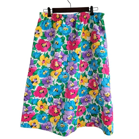 Vintage 80s bright floral skirt from Margaret Smith - Picture 1 of 5